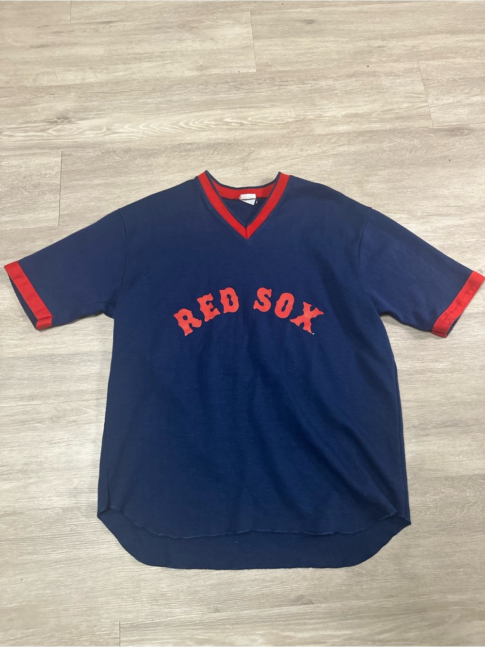 **Vintage** 80s MLB Boston Red Sox Navy and Red Jersey Shirt